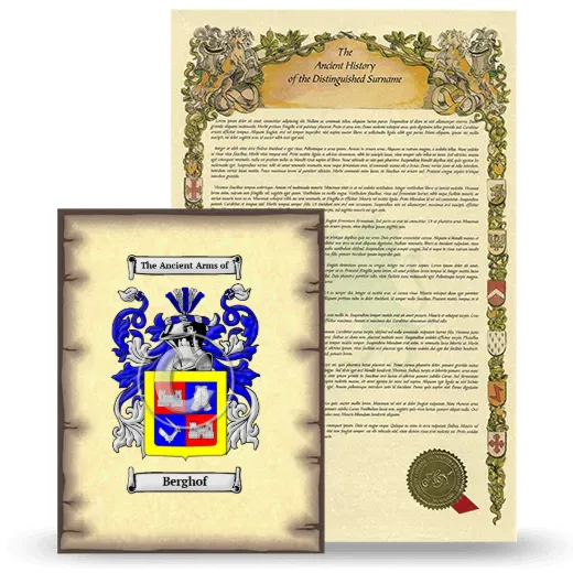 Berghof Coat of Arms and Surname History Package