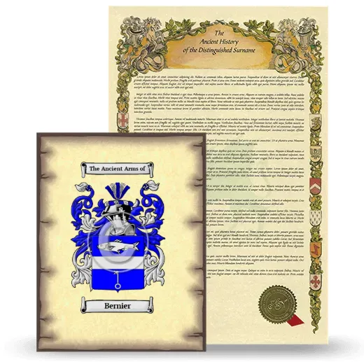 Bernier Coat of Arms and Surname History Package