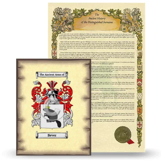 Bever Coat of Arms and Surname History Package