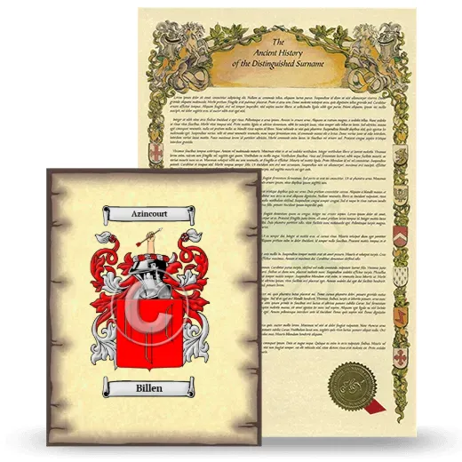 Billen Coat of Arms and Surname History Package