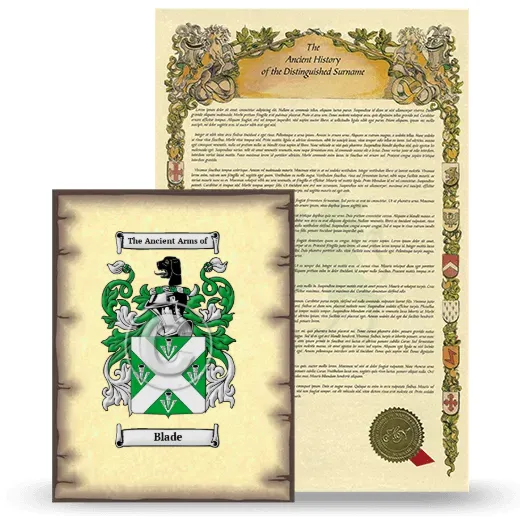 Blade Coat of Arms and Surname History Package