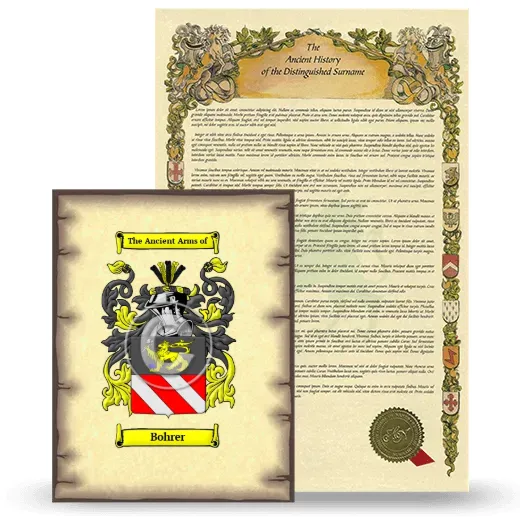 Bohrer Coat of Arms and Surname History Package