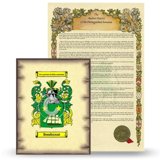 Bondurant Coat of Arms and Surname History Package