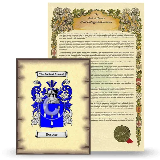 Bosone Coat of Arms and Surname History Package