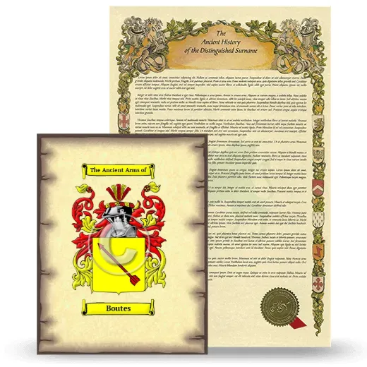 Boutes Coat of Arms and Surname History Package