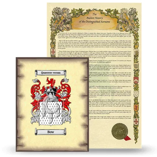 Bow Coat of Arms and Surname History Package