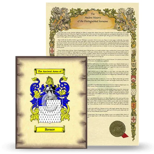 Breare Coat of Arms and Surname History Package