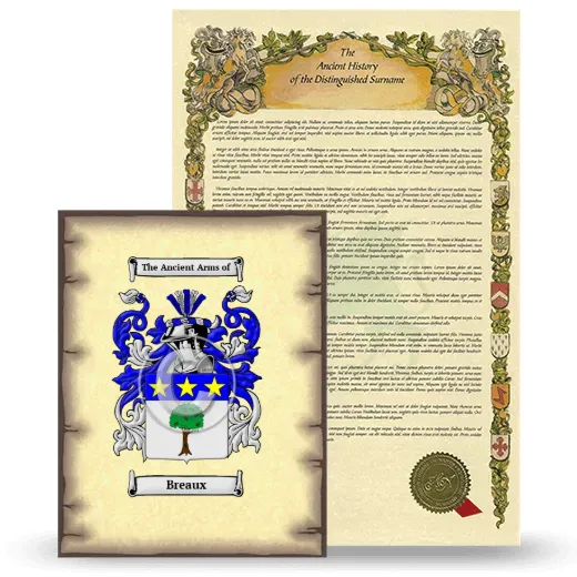 Breaux Coat of Arms and Surname History Package