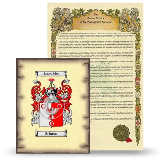 Brinton Coat of Arms and Surname History Package