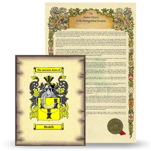 Broich Coat of Arms and Surname History Package