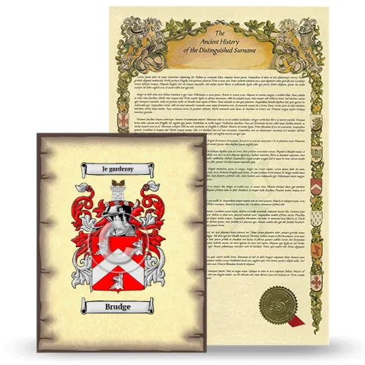 Brudge Coat of Arms and Surname History Package