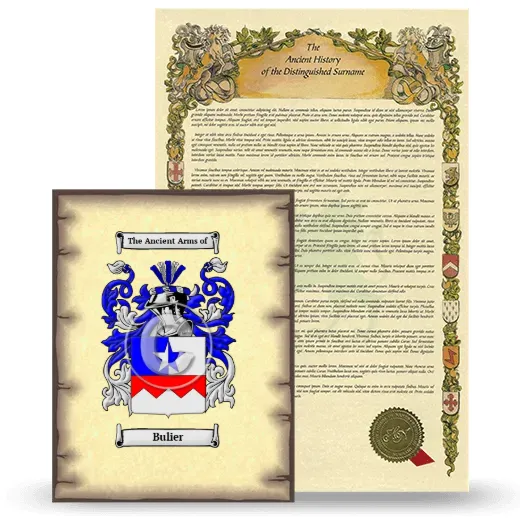 Bulier Coat of Arms and Surname History Package