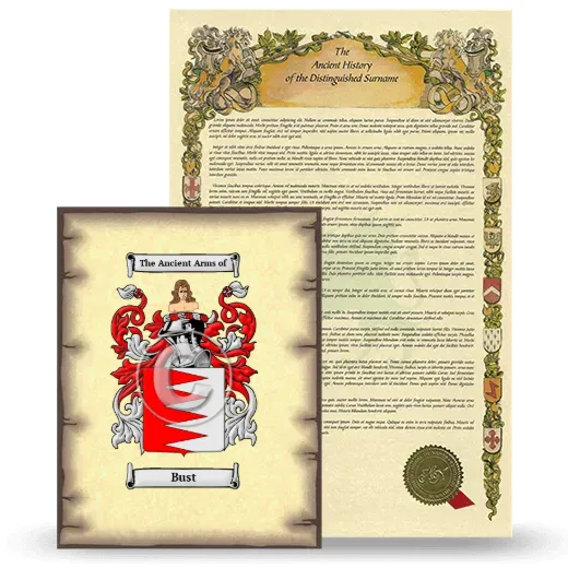 Bust Coat of Arms and Surname History Package