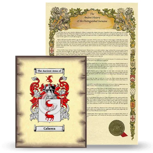 Cabrera Coat of Arms and Surname History Package