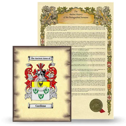 Cardona Coat of Arms and Surname History Package
