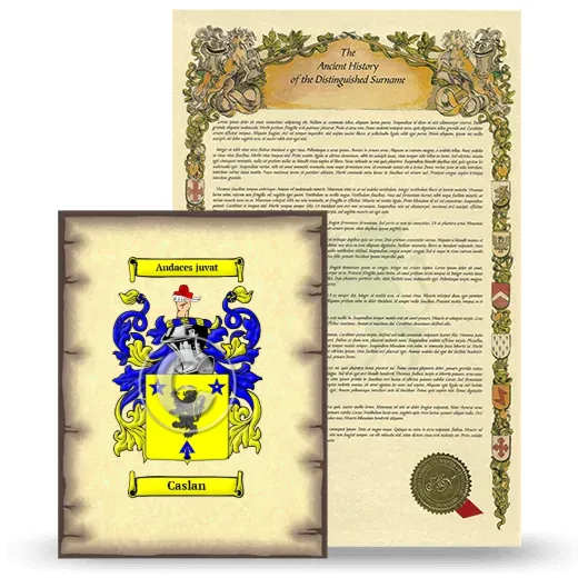 Caslan Coat of Arms and Surname History Package