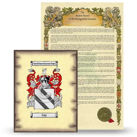 Cay Coat of Arms and Surname History Package
