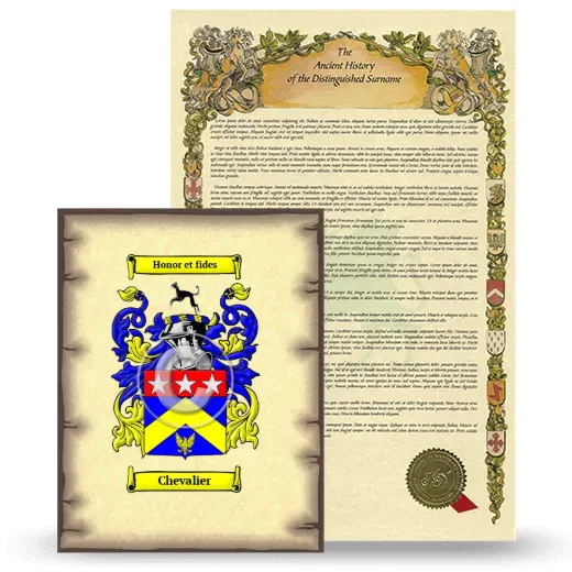 Chevalier Coat of Arms and Surname History Package