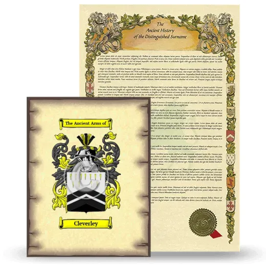 Cleverley Coat of Arms and Surname History Package