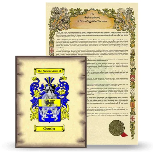 Cloutier Coat of Arms and Surname History Package