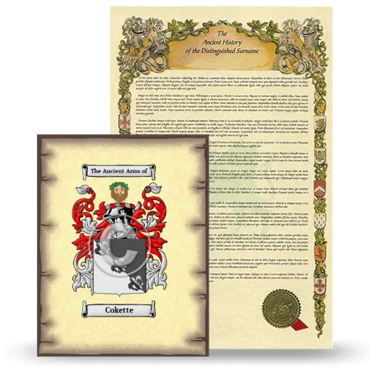 Cokette Coat of Arms and Surname History Package
