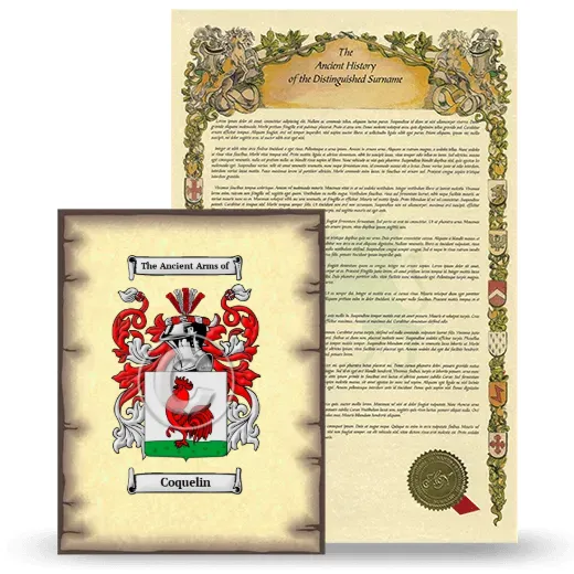 Coquelin Coat of Arms and Surname History Package