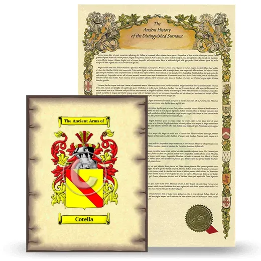 Cotella Coat of Arms and Surname History Package