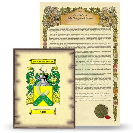 Crip Coat of Arms and Surname History Package