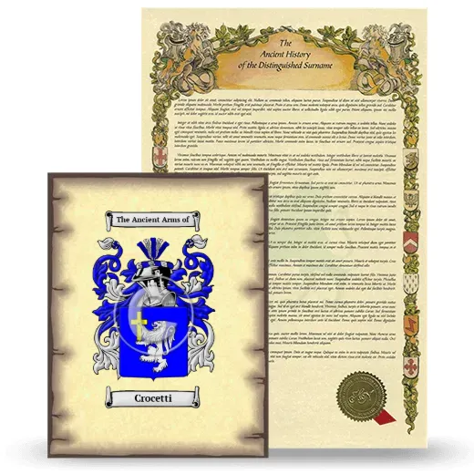 Crocetti Coat of Arms and Surname History Package