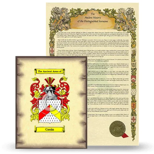 Cusin Coat of Arms and Surname History Package
