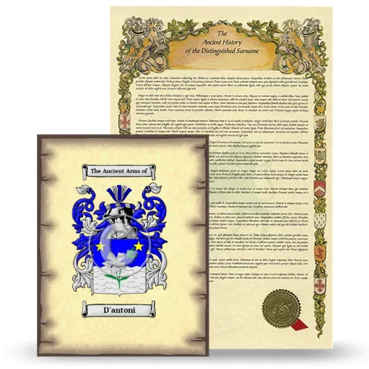 D'antoni Coat of Arms and Surname History Package