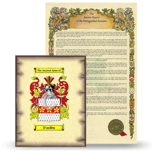 D'arden Coat of Arms and Surname History Package