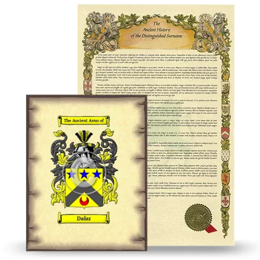 Dalar Coat of Arms and Surname History Package