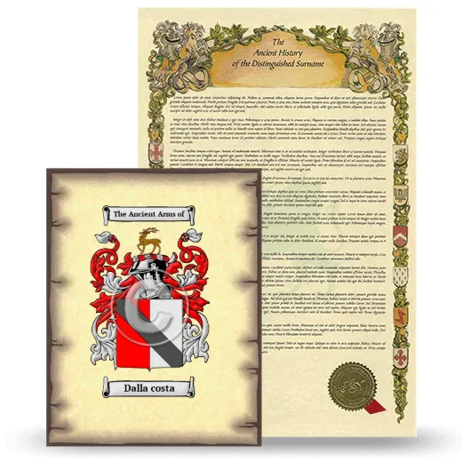 Dalla costa Coat of Arms and Surname History Package