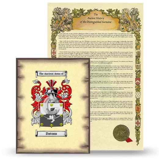 Datons Coat of Arms and Surname History Package