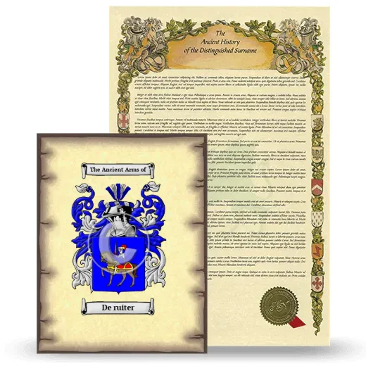De ruiter Coat of Arms and Surname History Package