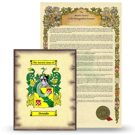 Deanda Coat of Arms and Surname History Package