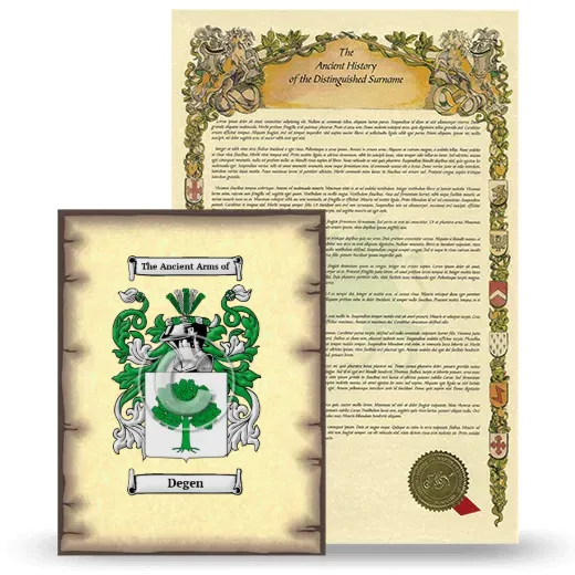 Degen Coat of Arms and Surname History Package