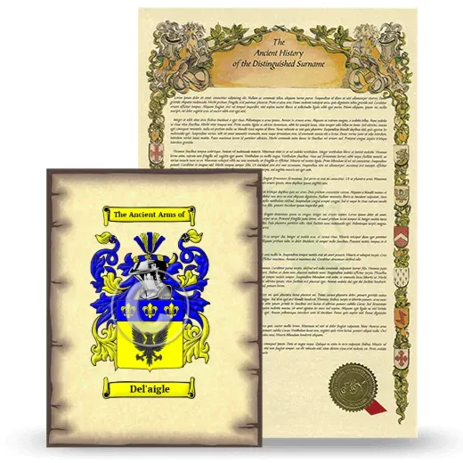 Del'aigle Coat of Arms and Surname History Package