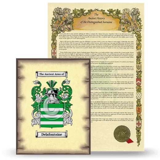 Delafontaine Coat of Arms and Surname History Package