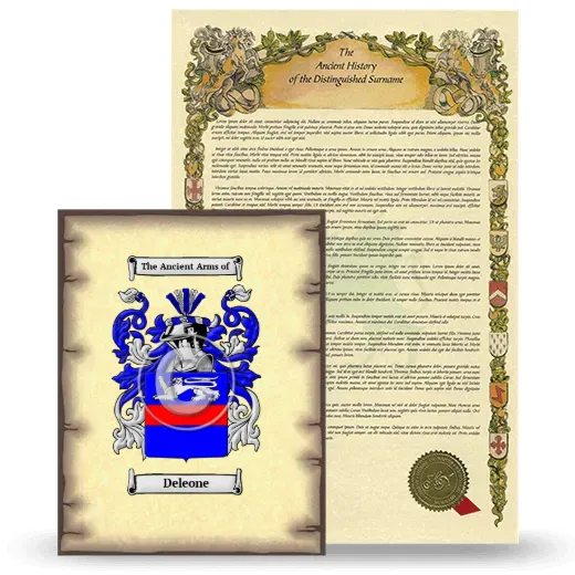 Deleone Coat of Arms and Surname History Package