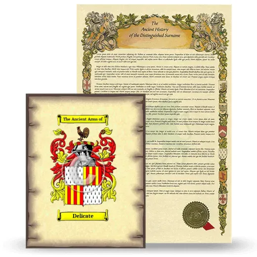 Delicate Coat of Arms and Surname History Package