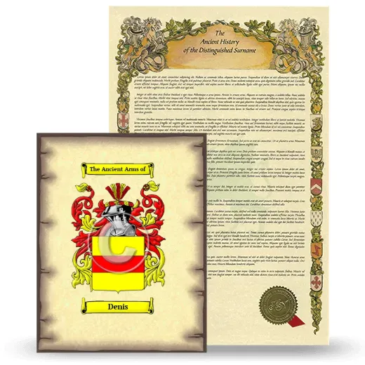 Denis Coat of Arms and Surname History Package