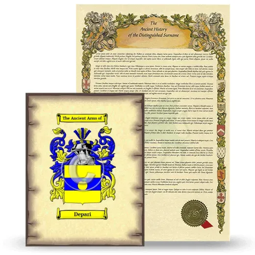 Depari Coat of Arms and Surname History Package
