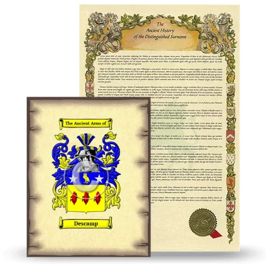 Descamp Coat of Arms and Surname History Package