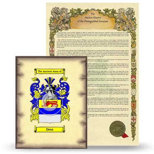 Dess Coat of Arms and Surname History Package