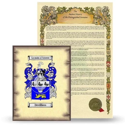 Devilliers Coat of Arms and Surname History Package