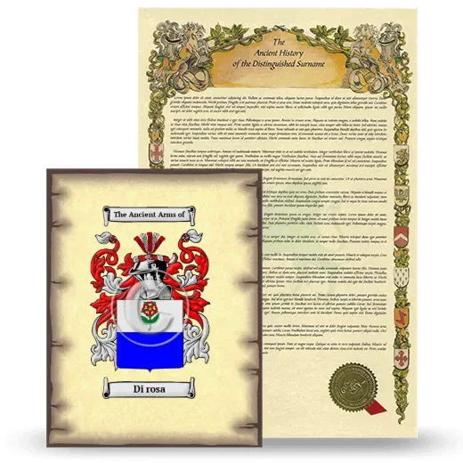 Di rosa Coat of Arms and Surname History Package