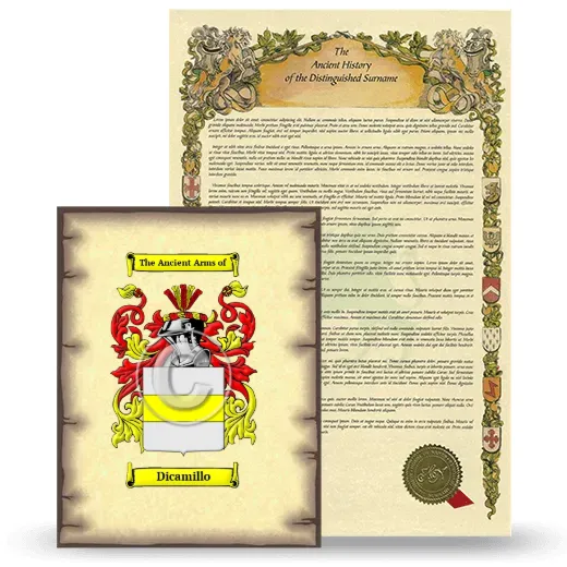 Dicamillo Coat of Arms and Surname History Package