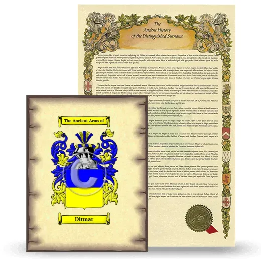 Ditmar Coat of Arms and Surname History Package